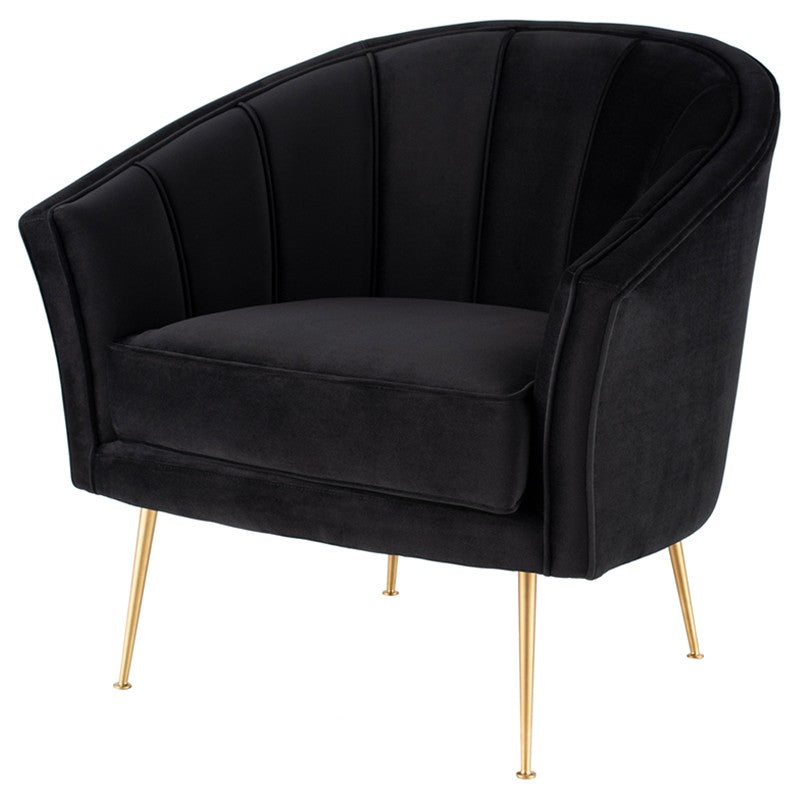 Aria Occasional Chair-Nuevo-NUEVO-HGSC475-Lounge Chairsblack velour seat & brushed gold legs-1-France and Son