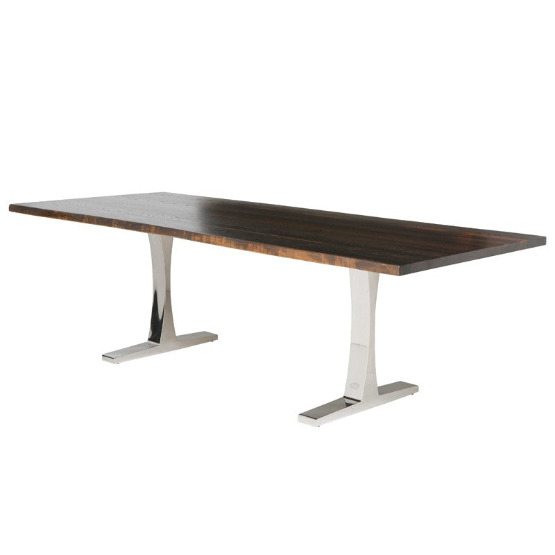 Toulouse Dining Table-Nuevo-NUEVO-HGSR322-Dining TablesSmall-Silver Legs-Seared Oak-19-France and Son
