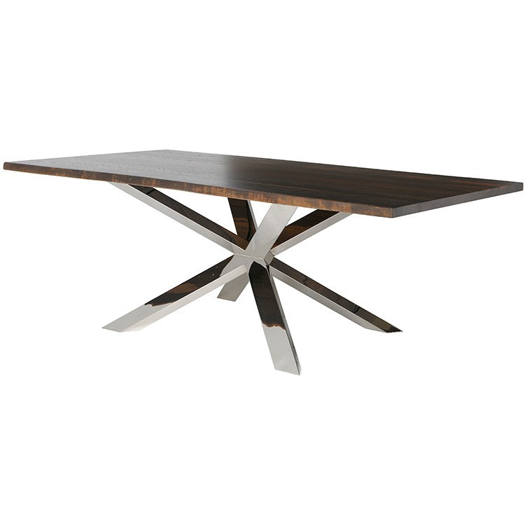 Couture Dining Table-Nuevo-NUEVO-HGSR328-Dining Tablesseared oak-polished stainless base-Small-14-France and Son
