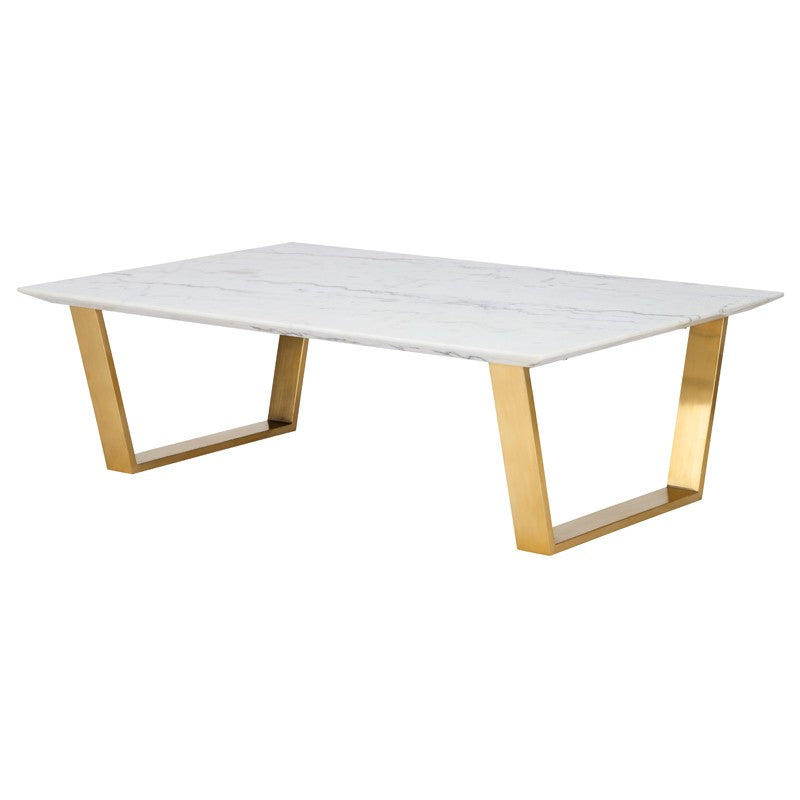 Catrine Coffee Table-Nuevo-NUEVO-HGSX140-Coffee TablesBrushed Gold Legs-White-6-France and Son
