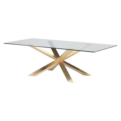 Couture Dining Table-Nuevo-NUEVO-HGSX148-Dining Tablesclear tempered glass-brushed gold base-Small-26-France and Son