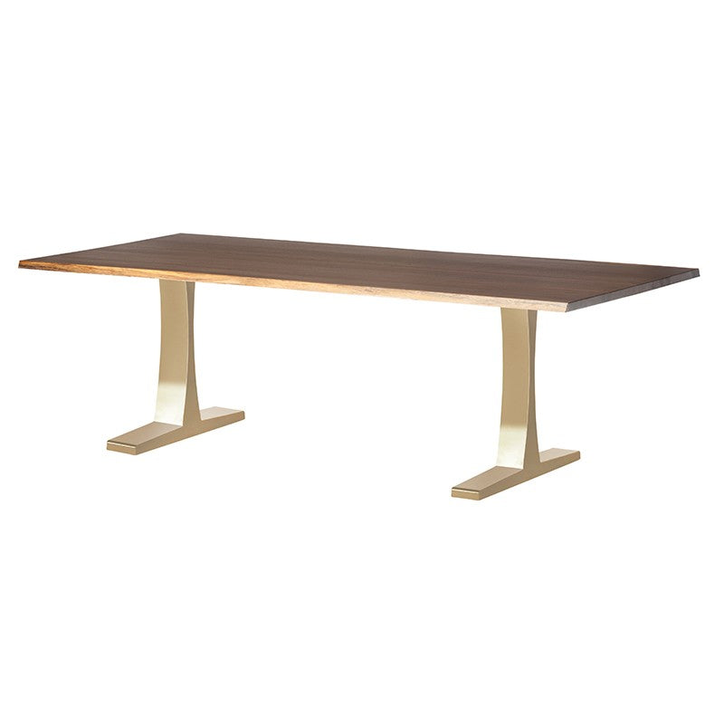 Toulouse Dining Table-Nuevo-NUEVO-HGSX189-Dining TablesSmall-Gold Legs-Seared Oak-25-France and Son