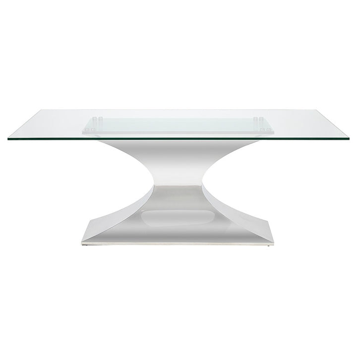 Praetorian Dining Table-Nuevo-NUEVO-HGSX222-Dining TablesSmall-polished stainless-clear tempered glass-3-France and Son
