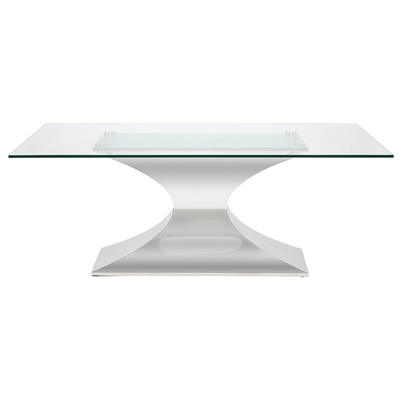 Praetorian Dining Table-Nuevo-NUEVO-HGSX222-Dining TablesSmall-polished stainless-clear tempered glass-3-France and Son