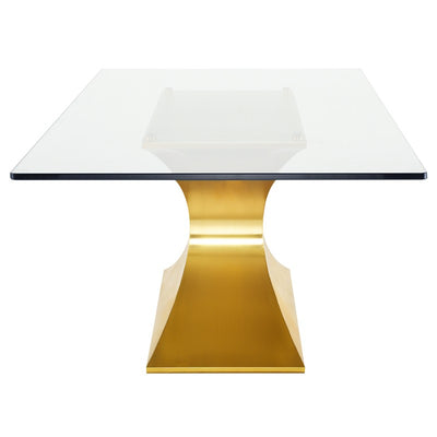 Praetorian Dining Table-Nuevo-NUEVO-HGSX222-Dining TablesSmall-polished stainless-clear tempered glass-7-France and Son
