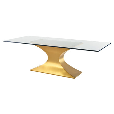 Praetorian Dining Table-Nuevo-NUEVO-HGSX224-Dining TablesSmall-brushed gold-clear tempered glass-5-France and Son