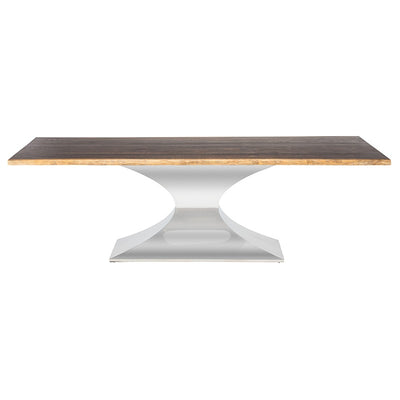 Praetorian Dining Table-Nuevo-NUEVO-HGSX222-Dining TablesSmall-polished stainless-clear tempered glass-28-France and Son