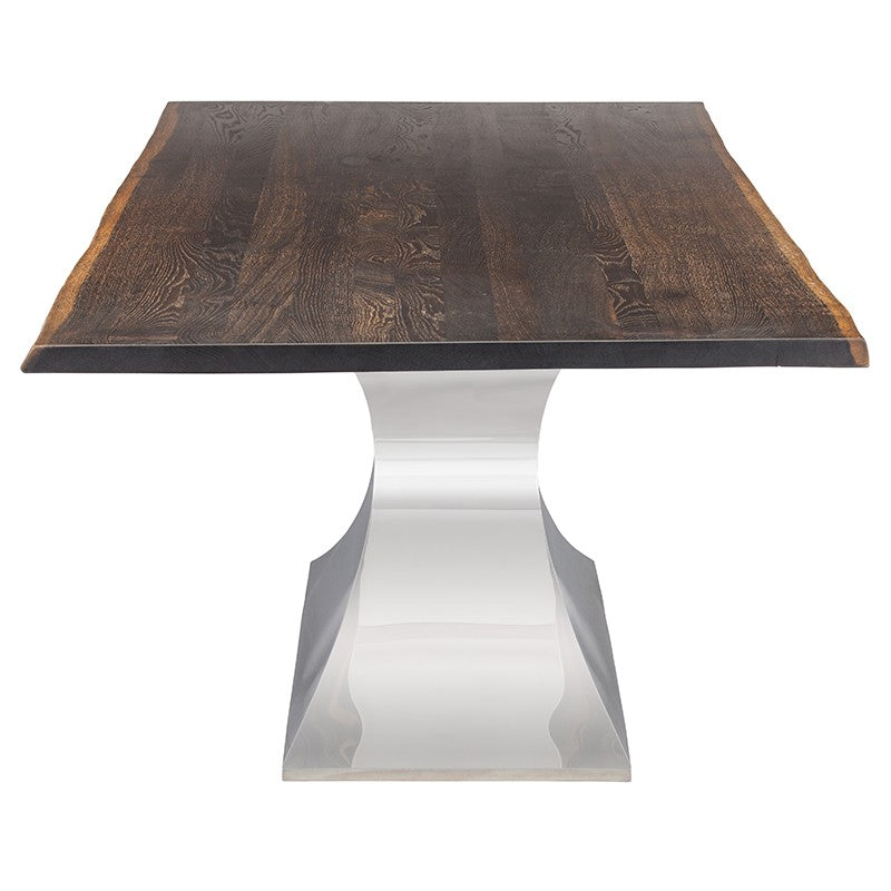 Praetorian Dining Table-Nuevo-NUEVO-HGSX222-Dining TablesSmall-polished stainless-clear tempered glass-29-France and Son