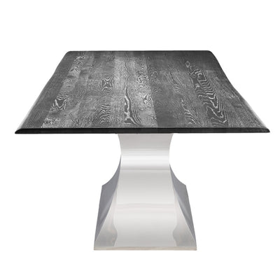 Praetorian Dining Table-Nuevo-NUEVO-HGSX222-Dining TablesSmall-polished stainless-clear tempered glass-34-France and Son