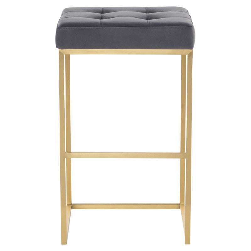 Chi Bar Stool-Nuevo-NUEVO-HGSX524-Bar StoolsTarnished Silver velour & brushed stainless frame-9-France and Son