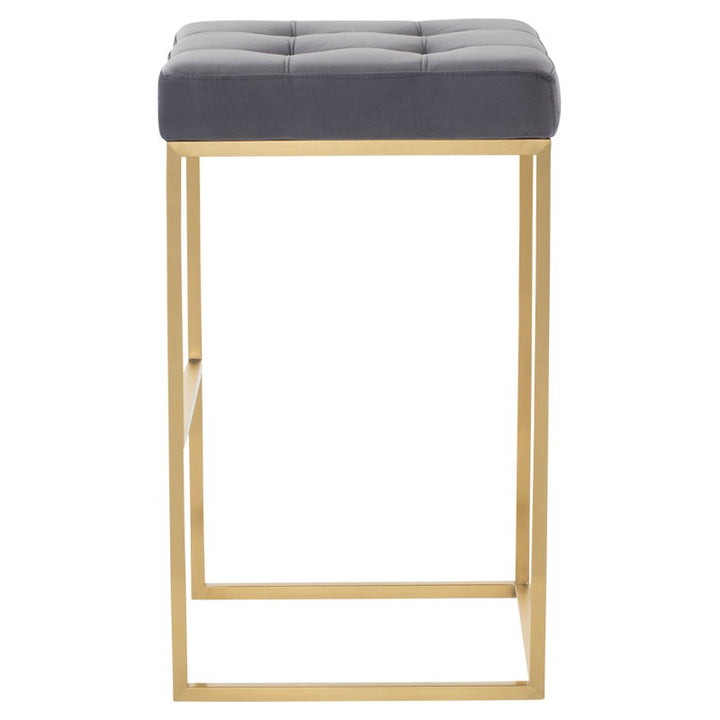 Chi Bar Stool-Nuevo-NUEVO-HGSX524-Bar StoolsTarnished Silver velour & brushed stainless frame-10-France and Son