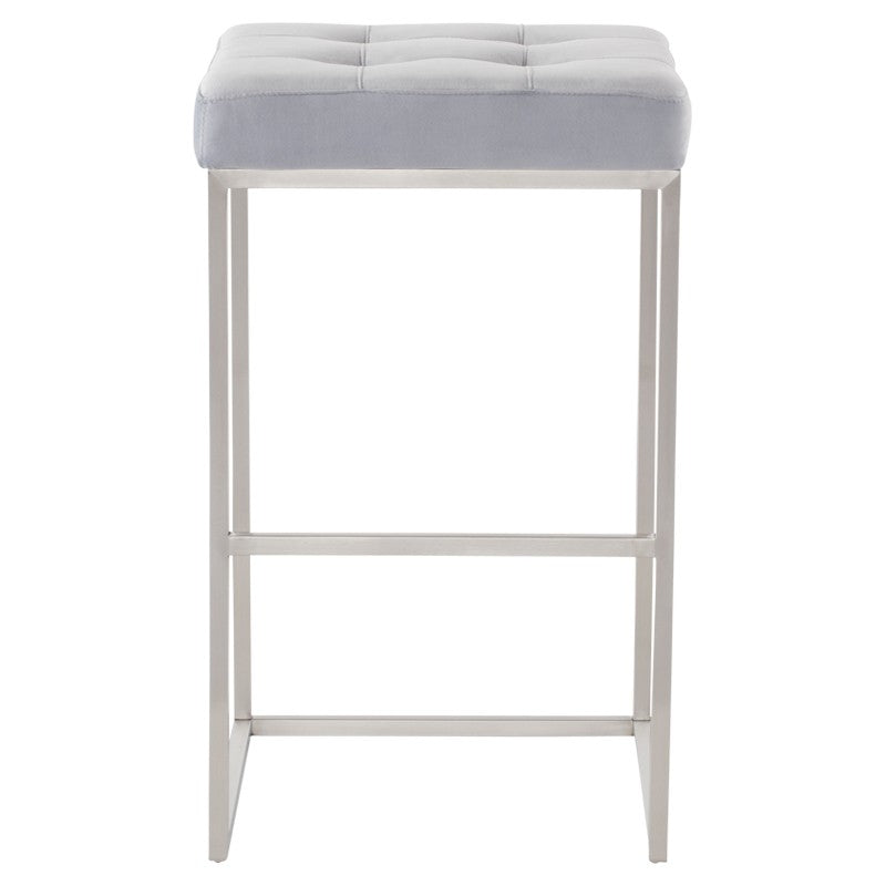 Chi Bar Stool-Nuevo-NUEVO-HGSX524-Bar StoolsTarnished Silver velour & brushed stainless frame-14-France and Son
