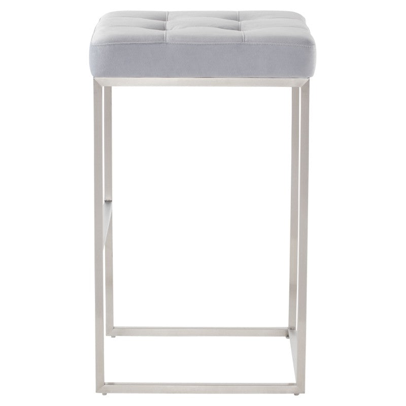 Chi Bar Stool-Nuevo-NUEVO-HGSX524-Bar StoolsTarnished Silver velour & brushed stainless frame-15-France and Son