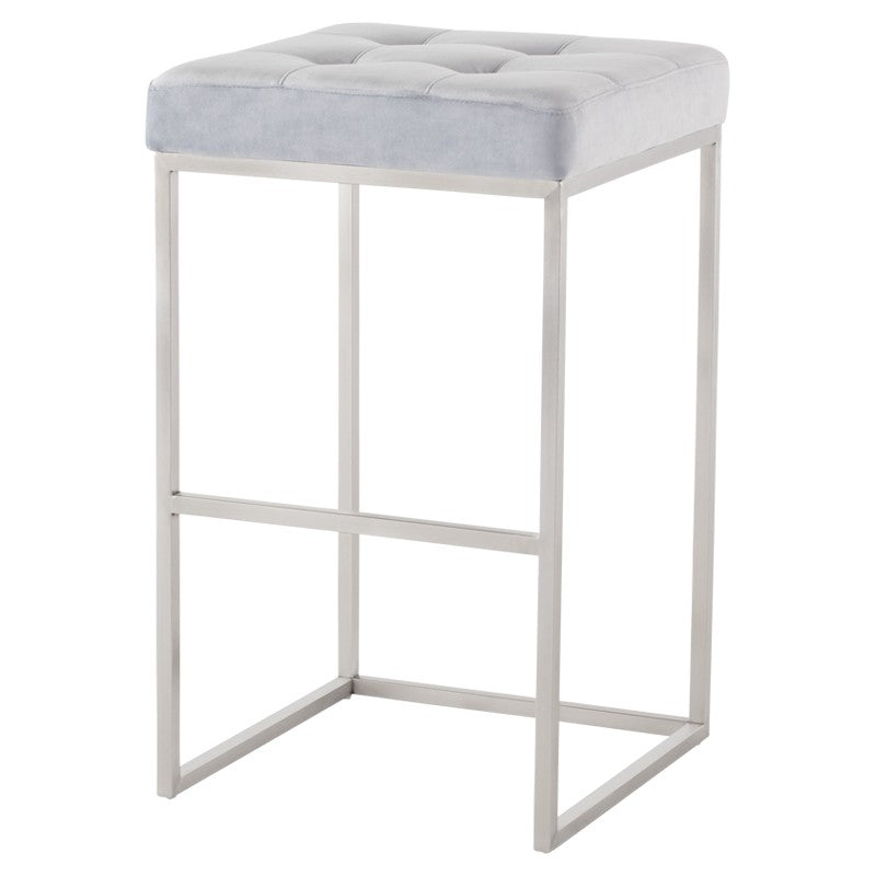 Chi Bar Stool-Nuevo-NUEVO-HGSX493-Bar StoolsIce Blue velour & brushed stainless frame-13-France and Son