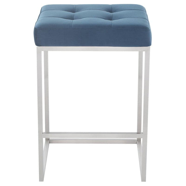 Chi Counter Stool-Nuevo-NUEVO-HGSX495-Bar StoolsTarnished Silver velour & brushed stainless frame-9-France and Son