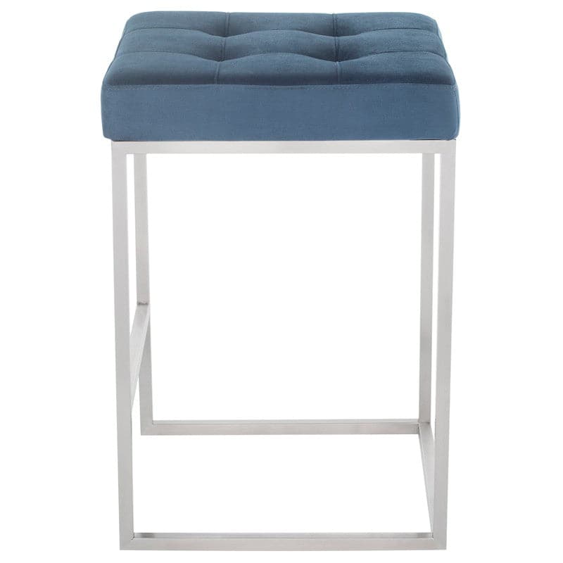 Chi Counter Stool-Nuevo-NUEVO-HGSX495-Bar StoolsTarnished Silver velour & brushed stainless frame-10-France and Son
