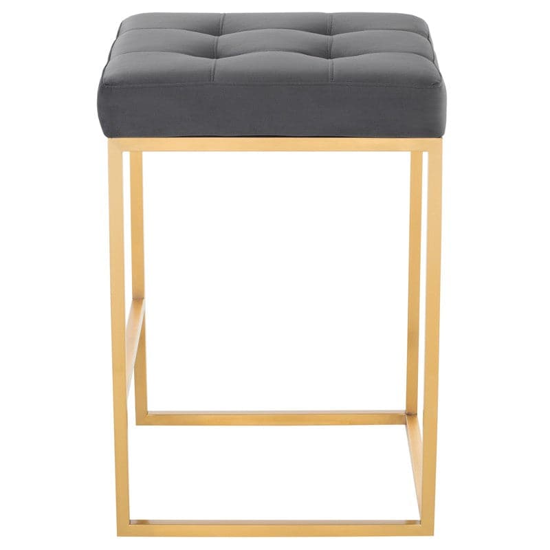 Chi Counter Stool-Nuevo-NUEVO-HGSX495-Bar StoolsTarnished Silver velour & brushed stainless frame-20-France and Son