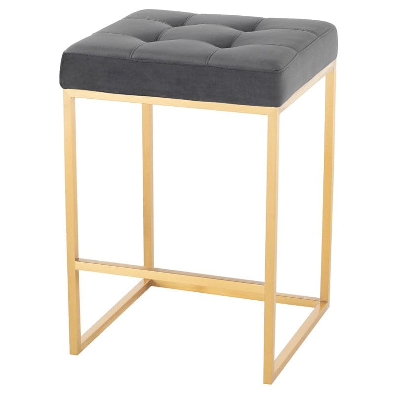 Chi Counter Stool-Nuevo-NUEVO-HGSX515-Bar StoolsTarnished Silver velour & brushed gold frame-18-France and Son