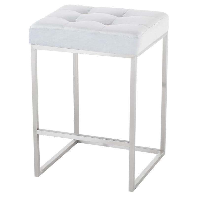 Chi Counter Stool-Nuevo-NUEVO-HGSX523-Bar StoolsIce Blue velour & brushed stainless frame-24-France and Son