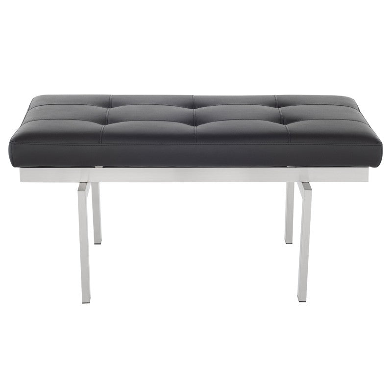 Louve Bench-Nuevo-NUEVO-HGTB130-BenchesSmall-brushed stainless base-black-2-France and Son