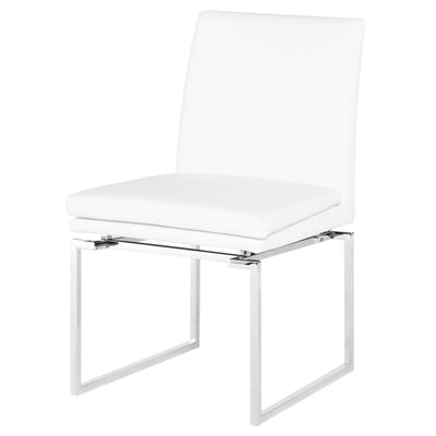 Savine Dining Chair-Nuevo-STOCKR-NUEVO-HGTB164-Dining ChairsWhite Naugahyde-Silver-1-France and Son