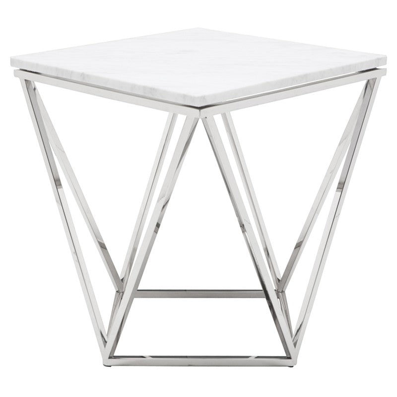 Jasmine Side Table-Nuevo-NUEVO-HGTB173-Side Tableswhite marble-polished stainless-6-France and Son
