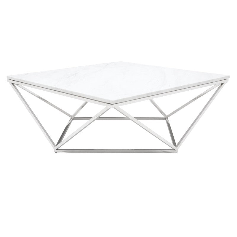 Jasmine Coffee Table-Nuevo-NUEVO-HGTB174-Coffee Tableswhite marble-polished stainless-8-France and Son