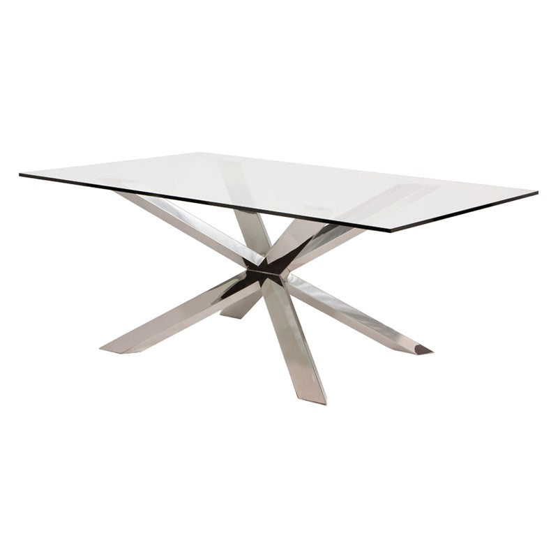 Couture Dining Table-Nuevo-NUEVO-HGTB225-Dining Tablesclear tempered glass-polished stainless base-Small-29-France and Son