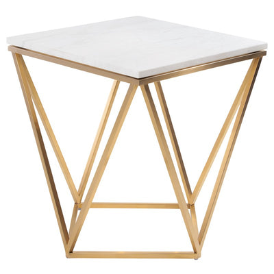 Jasmine Side Table-Nuevo-NUEVO-HGTB263-Side Tableswhite marble-brushed gold-1-France and Son