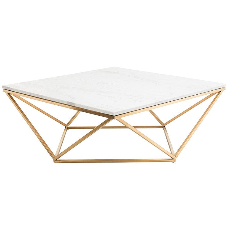 Jasmine Coffee Table-Nuevo-NUEVO-HGTB265-Coffee Tableswhite marble-brushed gold-1-France and Son