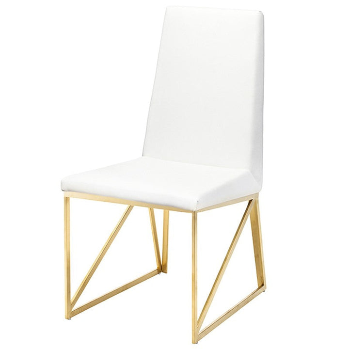Caprice Dining Chair-Nuevo-NUEVO-HGTB316-Dining Chairsbrushed gold frame-white naugahyde-6-France and Son