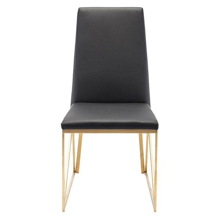 Caprice Dining Chair-Nuevo-NUEVO-HGTB317-Dining Chairsbrushed gold frame-black naugahyde-3-France and Son