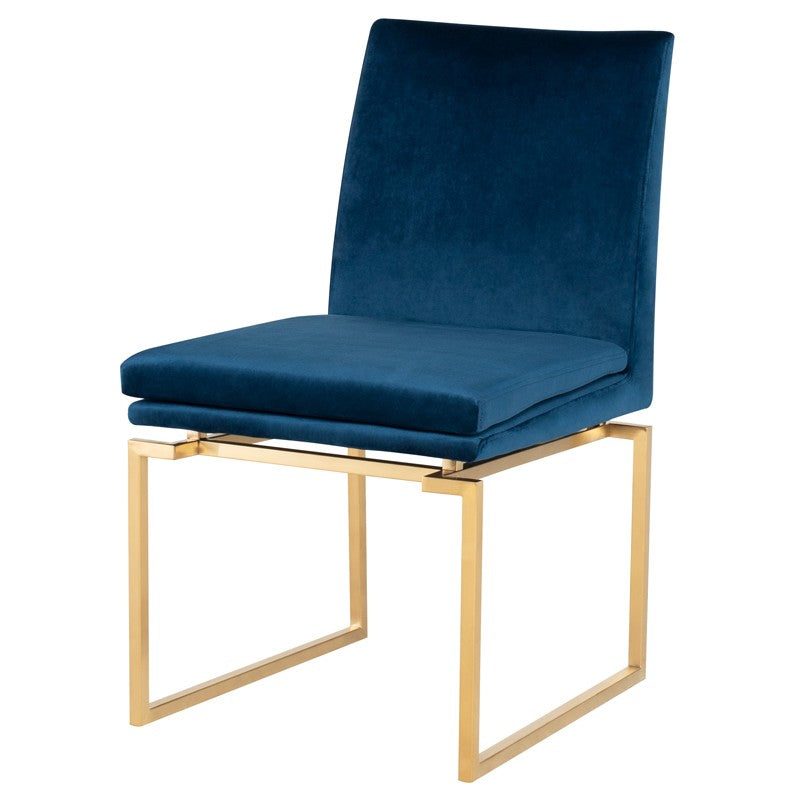 Savine Dining Chair-Nuevo-NUEVO-HGTB570-Dining ChairsPeacock Blue Fabric-Gold-17-France and Son