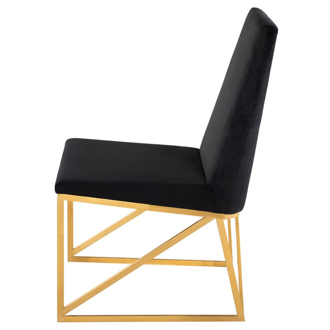Caprice Dining Chair-Nuevo-NUEVO-HGTB317-Dining Chairsbrushed gold frame-black naugahyde-17-France and Son