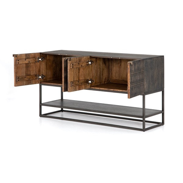 Kelby Small Media Cabinet-Four Hands-FH-101360-004-Media Storage / TV StandsCarved Vintage Brown-4-France and Son