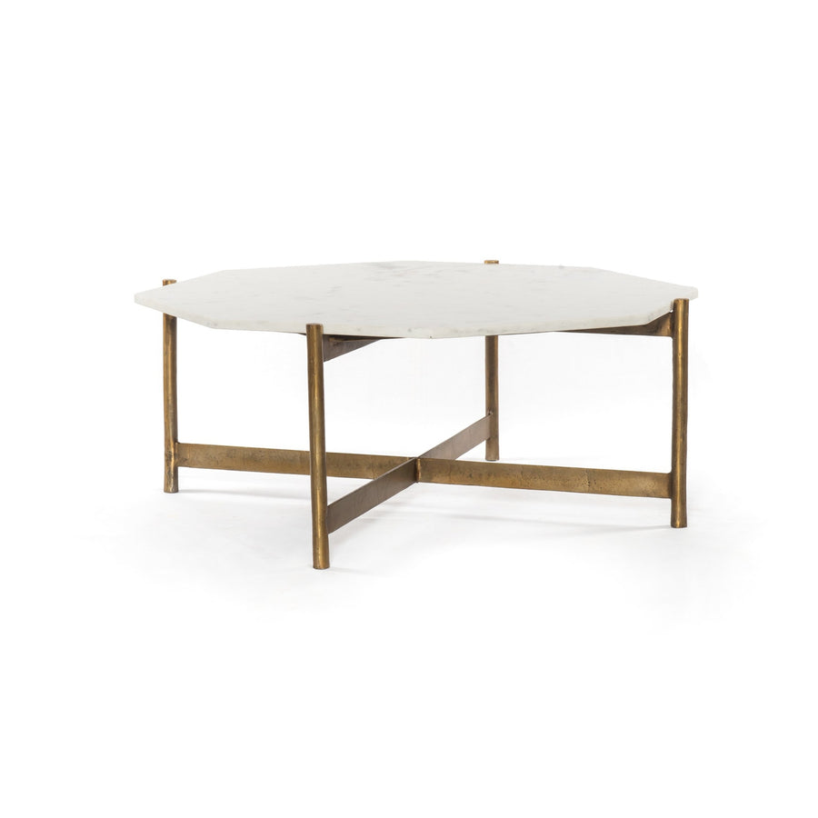 Adair Coffee Table-Four Hands-FH-IMAR-179A-Coffee TablesRaw Brass & Polished White-1-France and Son