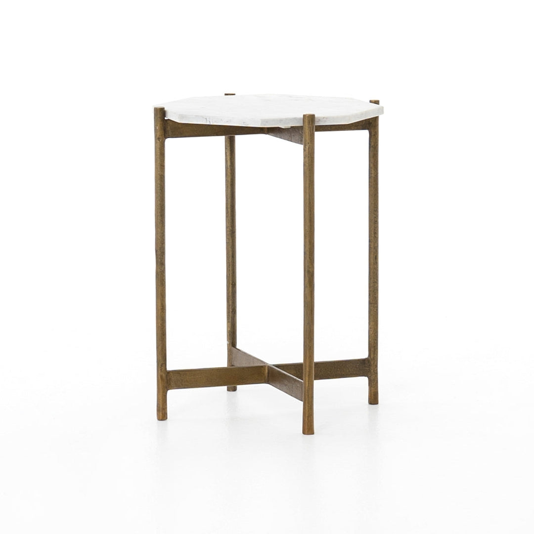 Adair Side Table-Four Hands-FH-IMAR-68A-Side TablesRaw Brass & White-7-France and Son
