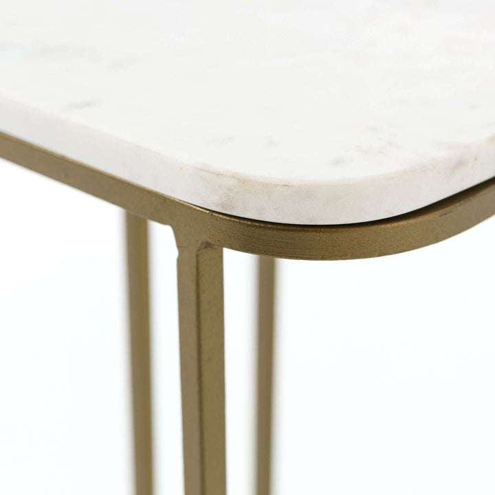 Wally C Table - Polished White Marble-Four Hands-FH-IMAR-99-MBR-Side Tables-4-France and Son