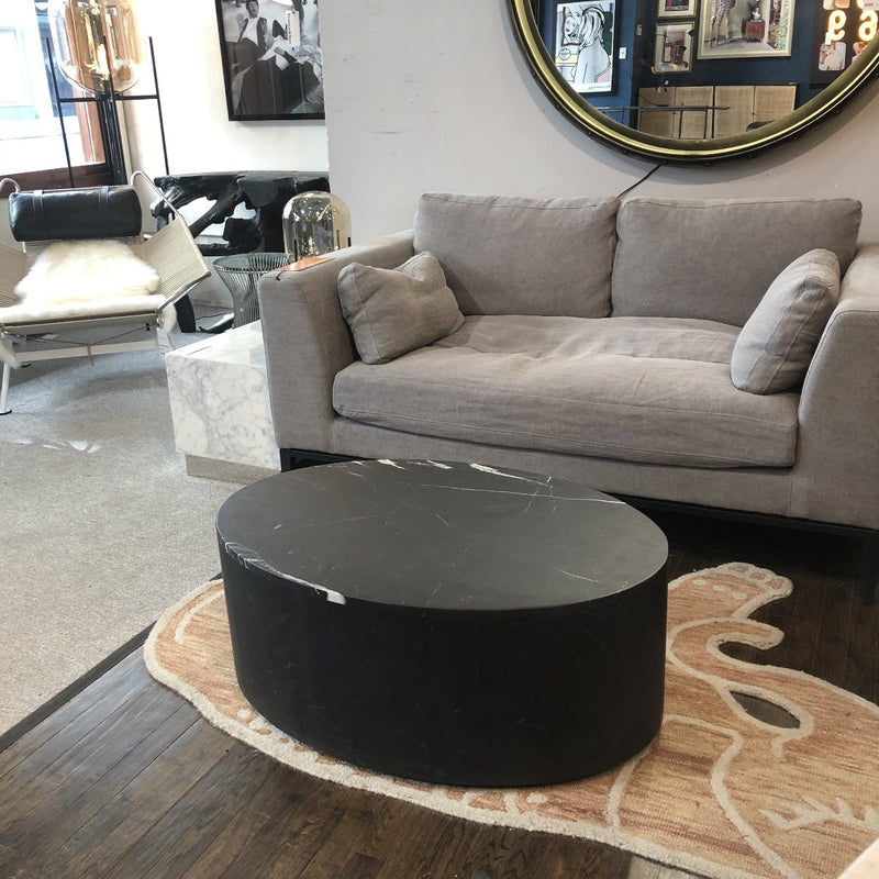 Black Marble Drum Coffee Table - Oval-France & Son-FVT061MBLK-Coffee Tables-4-France and Son