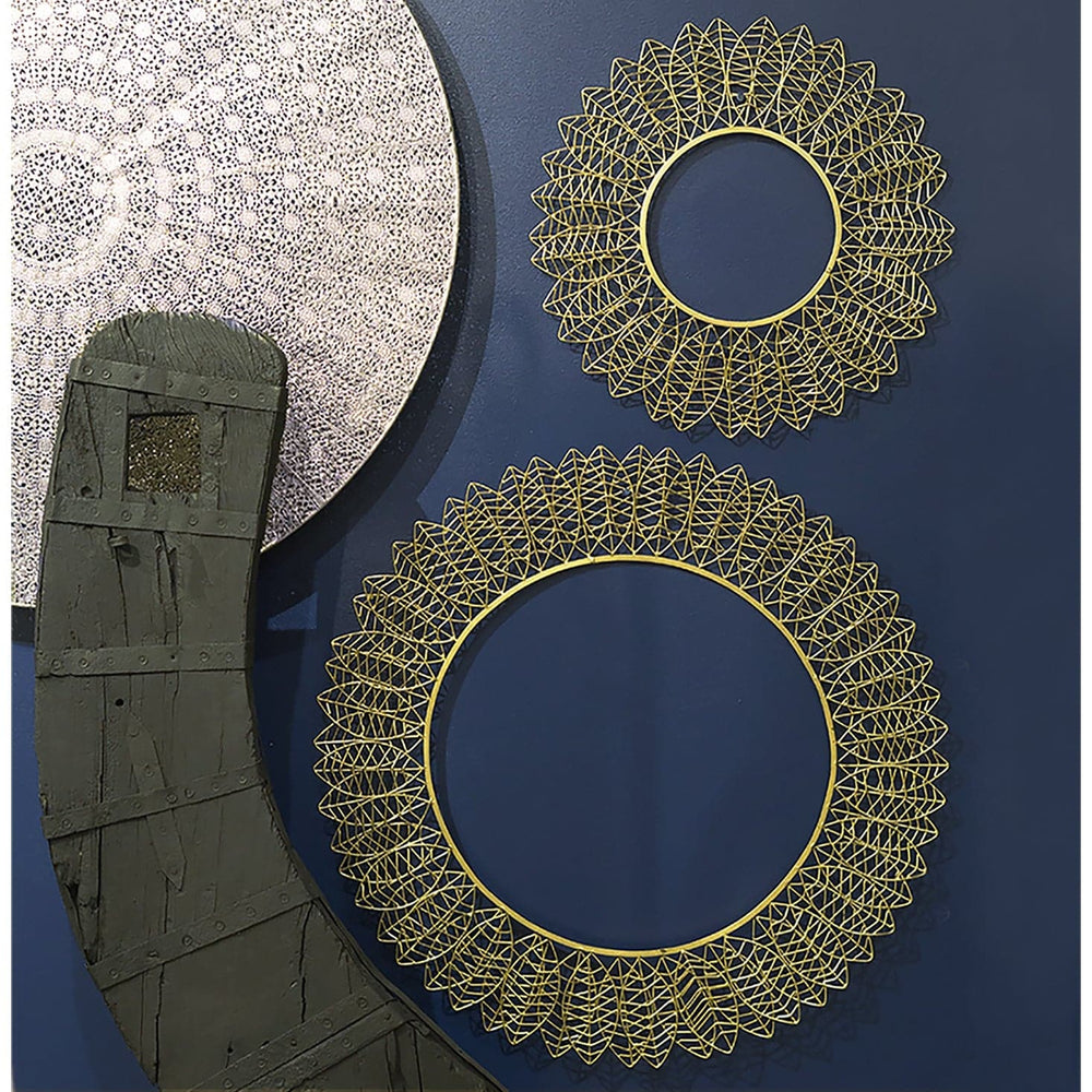 Wire Leaf 17"OD Disc Wall A - set of 2-Gold Leaf Design Group-GOLDL-IR9439-17-Wall Art-2-France and Son