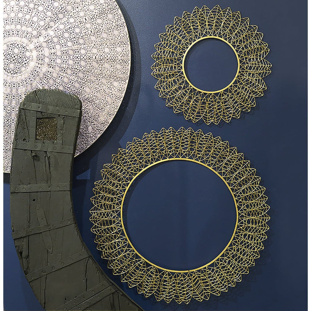 Wire Leaf 17"OD Disc Wall A - set of 2-Gold Leaf Design Group-GOLDL-IR9439-17-Wall Art-2-France and Son