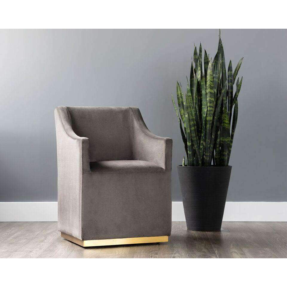 Zane Wheeled Lounge Chair - Brushed Brass-Sunpan-SUNPAN-102757-Lounge ChairsGrey-5-France and Son