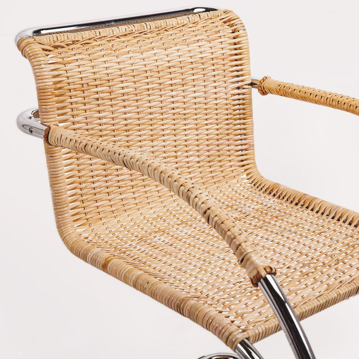 Italian Made Mies Van Der Rohe Hand Made Cane Armchair-France & Son-FSC206NTRL-Dining ChairsSingle-4-France and Son