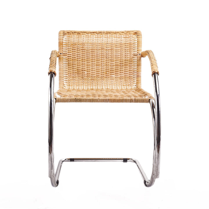 Italian Made Mies Van Der Rohe Hand Made Cane Armchair-France & Son-FSC206NTRL-Dining ChairsSingle-3-France and Son