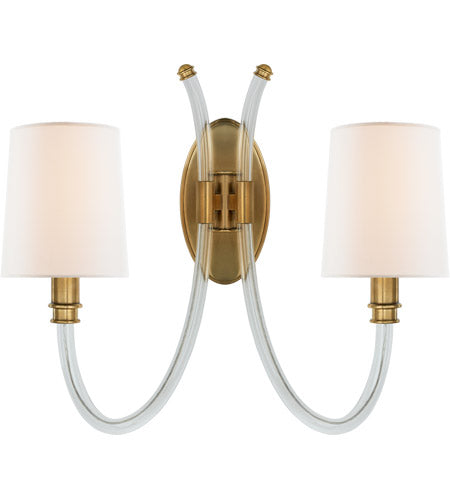 Clayton Double Sconce-Visual Comfort-VISUAL-JN 2030CG/AB-L-Wall LightingCrystal and Antique-Burnished Brass-2-France and Son
