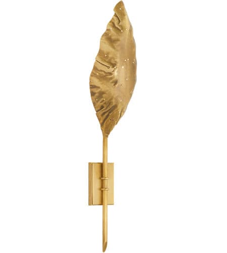Delilah Single Pierced Leaf Sconce-Visual Comfort-VISUAL-JN 2517AB-Wall LightingAntique-Burnished Brass-2-France and Son