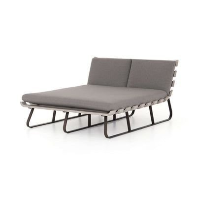 Dimitri Outdoor Double Chaise-Four Hands-FH-JSOL-053A-Outdoor ChaisesCharcoal / Weathered Grey-7-France and Son