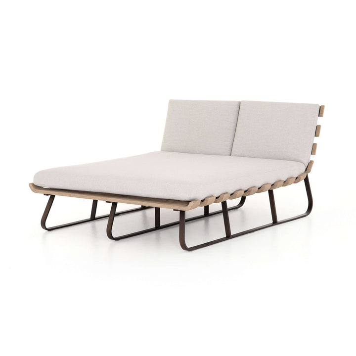 Dimitri Outdoor Double Chaise-Four Hands-FH-JSOL-053-Outdoor ChaisesStone Grey / Washed Brown-1-France and Son