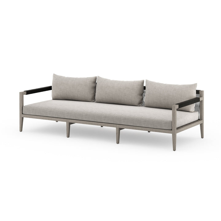 Sherwood Outdoor Sofa-93"-Four Hands-FH-JSOL-10201K-561-Outdoor SofasWeathered Grey-Fsc Teak / Dark Grey Rope-Stone Grey-10-France and Son