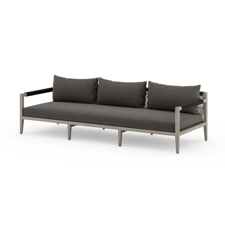 Sherwood Outdoor Sofa-93"-Four Hands-FH-JSOL-10201K-562-Outdoor SofasWeathered Grey-Fsc Teak / Dark Grey Rope-Charcoal-1-France and Son